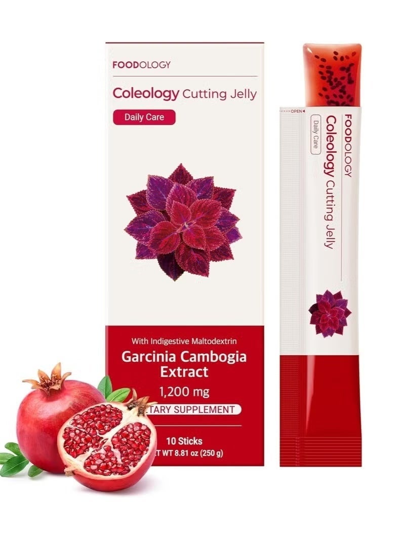 FOODOLOGY Coleology Cutting Jelly (10 Sticks x 25g) | Garcinia Cambogia & Collagen | Supports Weight Management & Digestive Health | Pomegranate Flavor with Chia Seeds | Korean Pharmacist-Formulated Supplement - Image 1